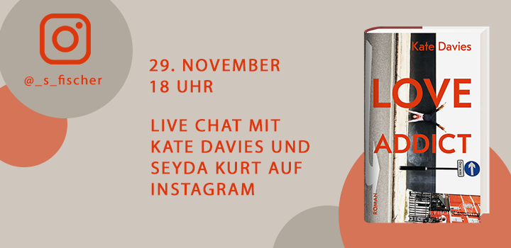 Veranstaltungsflyer zum Live Chat der Schriftstellerin Kate Davies mit Şeyda Kurt auf Instagram